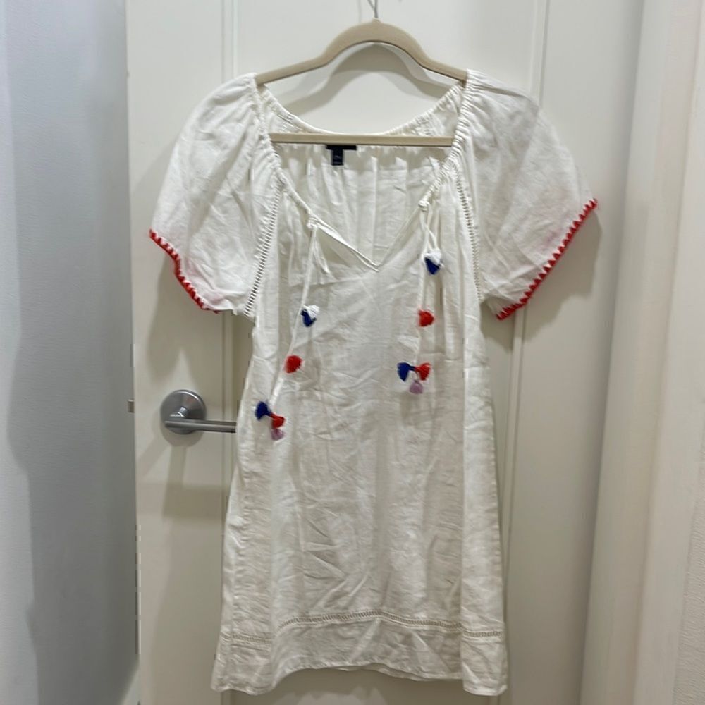 J. Crew Tassel White Dress Size Small